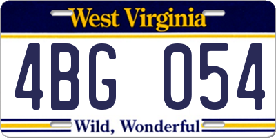 WV license plate 4BG054