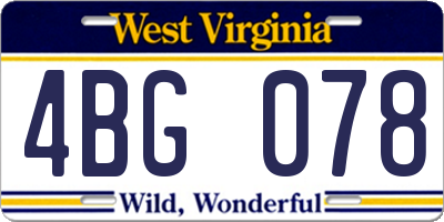 WV license plate 4BG078