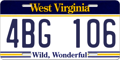 WV license plate 4BG106