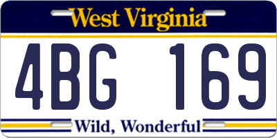 WV license plate 4BG169
