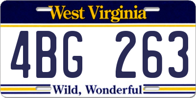 WV license plate 4BG263
