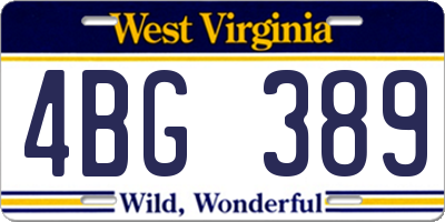 WV license plate 4BG389