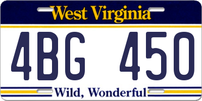 WV license plate 4BG450