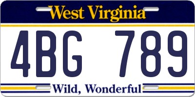 WV license plate 4BG789