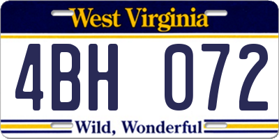WV license plate 4BH072
