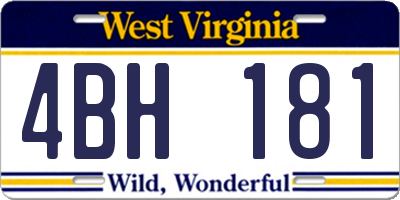WV license plate 4BH181