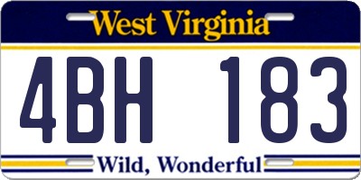 WV license plate 4BH183