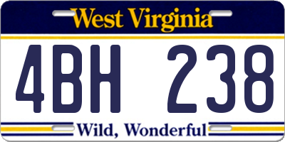 WV license plate 4BH238