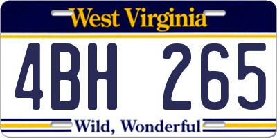 WV license plate 4BH265