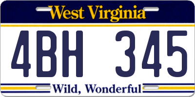 WV license plate 4BH345