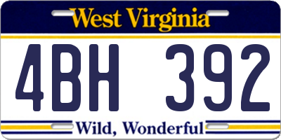 WV license plate 4BH392