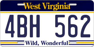 WV license plate 4BH562