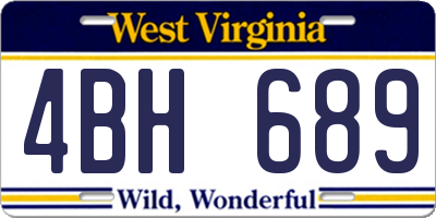 WV license plate 4BH689