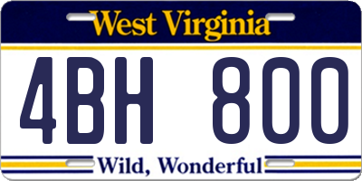 WV license plate 4BH800