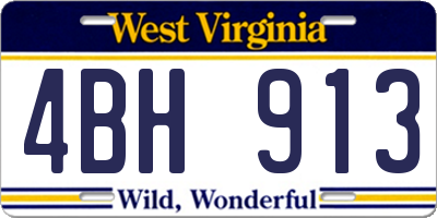 WV license plate 4BH913