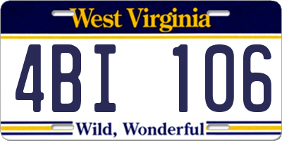 WV license plate 4BI106