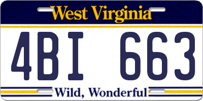 WV license plate 4BI663