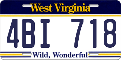 WV license plate 4BI718