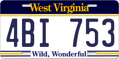 WV license plate 4BI753