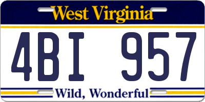 WV license plate 4BI957