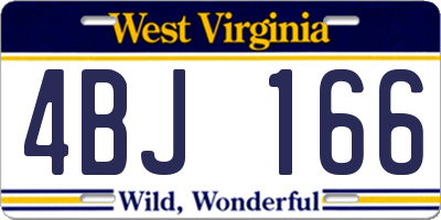 WV license plate 4BJ166