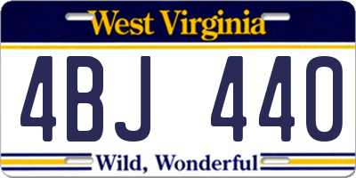 WV license plate 4BJ440