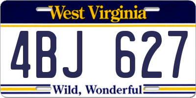 WV license plate 4BJ627
