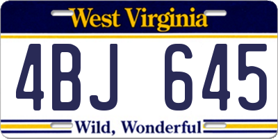 WV license plate 4BJ645