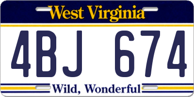 WV license plate 4BJ674