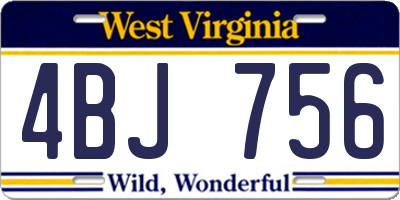 WV license plate 4BJ756