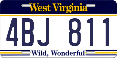 WV license plate 4BJ811