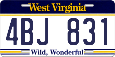 WV license plate 4BJ831