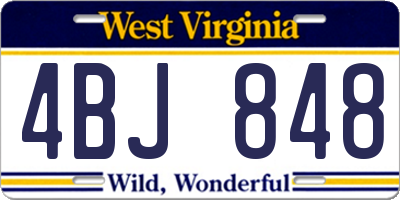 WV license plate 4BJ848