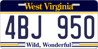 WV license plate 4BJ950