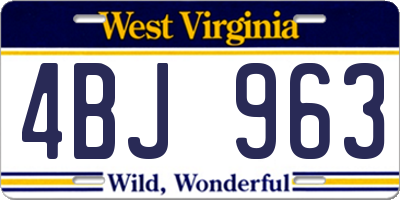 WV license plate 4BJ963