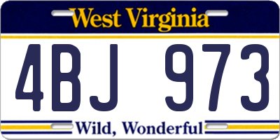 WV license plate 4BJ973