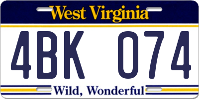 WV license plate 4BK074
