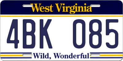 WV license plate 4BK085