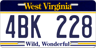 WV license plate 4BK228