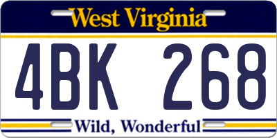 WV license plate 4BK268