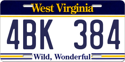 WV license plate 4BK384