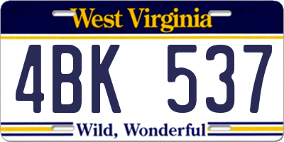 WV license plate 4BK537
