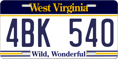 WV license plate 4BK540