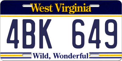 WV license plate 4BK649