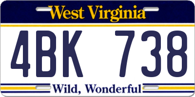 WV license plate 4BK738