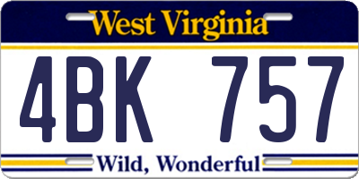WV license plate 4BK757