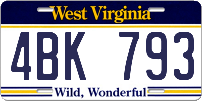 WV license plate 4BK793