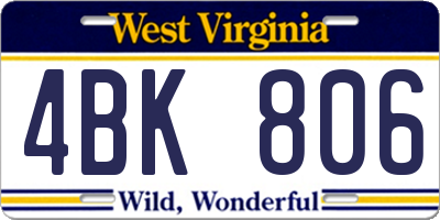 WV license plate 4BK806
