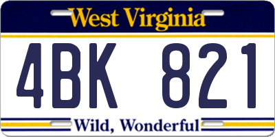 WV license plate 4BK821