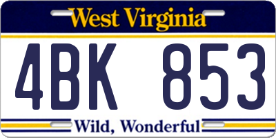 WV license plate 4BK853